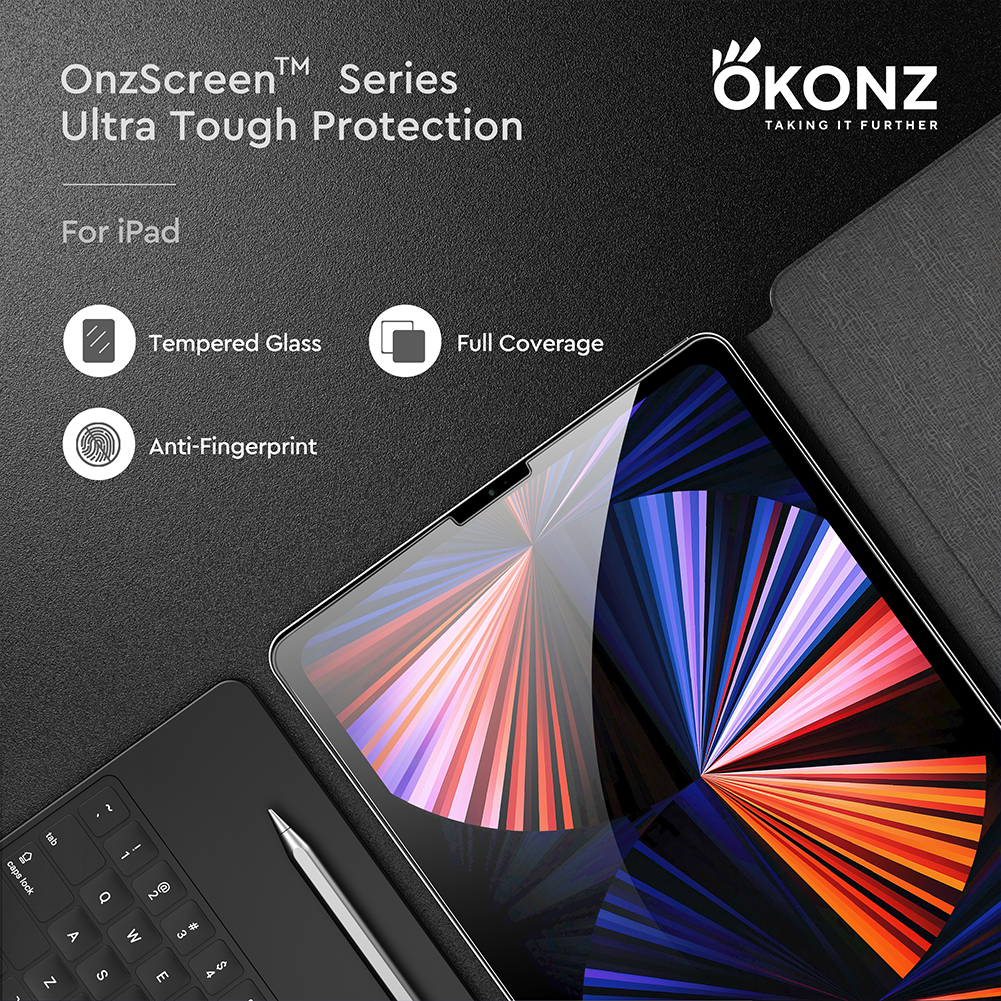 OKONZ iPad Tempered Glass Screen Protector Alignment Tray Provided for iPad Air 5 | Pro 11 |  Air 4 | 10.2 12.9 9th 8th 7th Gen Mini 6 9.7 [Clear | Matte | Anti-Bluelight]