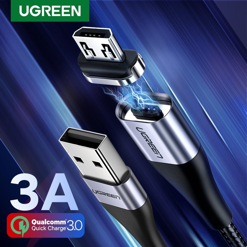 UGREEN 1Meter QC3.0 Fast Charge Magnetic USB Cable Fast Micro USB Type C Cable Magnetic Charge Cable for VIVO Xiaomi LG Huawei Magnet Charger Micro USB Cable