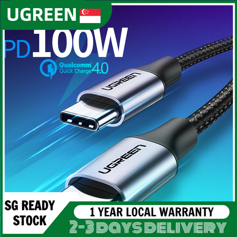 UGREEN USB Type C to USB C PD 100W Charge Data Transfer Cable for Apple MacBook Air M1 SAMSUNG S20 S21 Note 10 Huawei Matebook iPad Pro 4 2020 Ipad Pro 2021, Chromebook Realme 6 6i Huawei P30