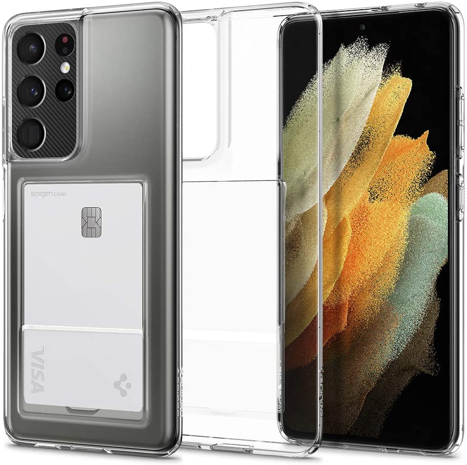 Spigen Galaxy S21 Ultra Case Crystal Slot Samsung Casing Cover Drop Protection Built-In-Slot For Single Card Storage