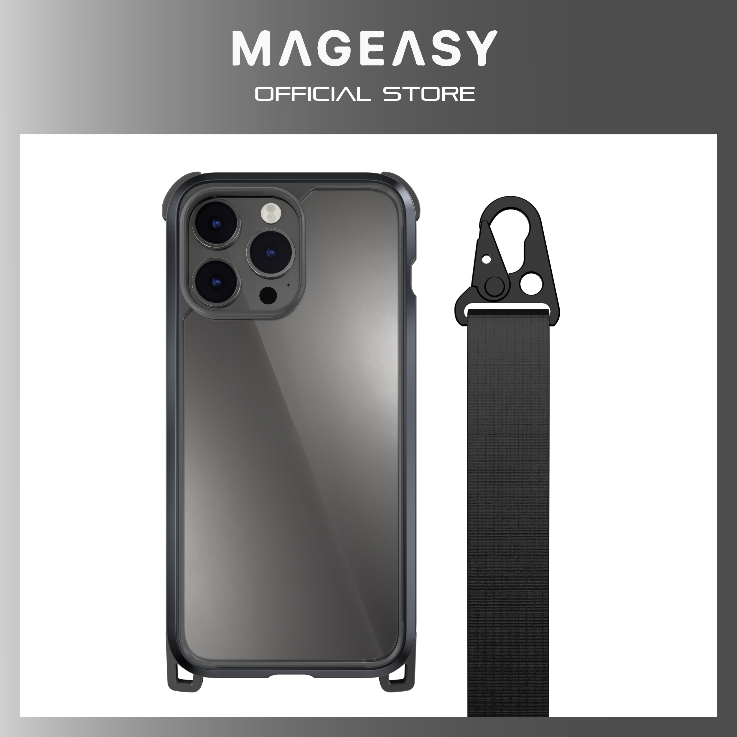 MagEasy Odyssey+ Metal Black (with long strap) for iPhone 14 Pro | 14 Plus | 14 Pro Max
