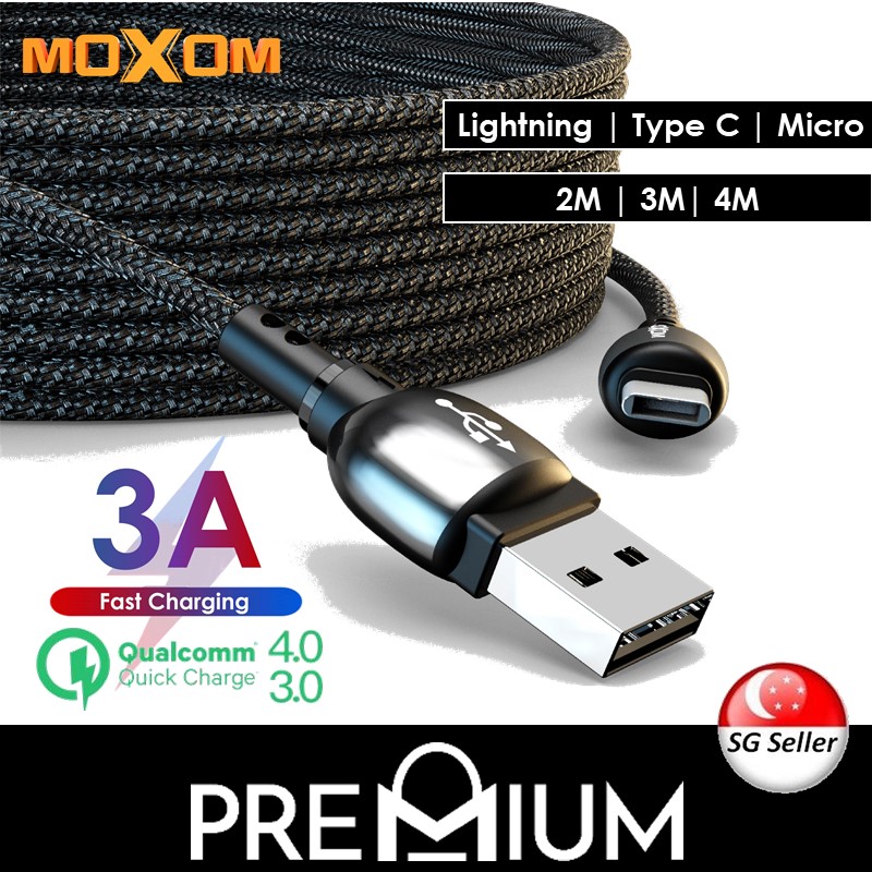 MOXOM Zinc Mirror Data Fast Charge Cable 2M 3M 4M Compatible with Phone  USB iP 13 12 Pro Max 5.4 6.7 Mini NEW SE 2022 2020 2nd Gen 11 Xs XR X 8 Plus 7 6 5 iPd Type C USB C Samsung S22 S22 S21 S20 Not