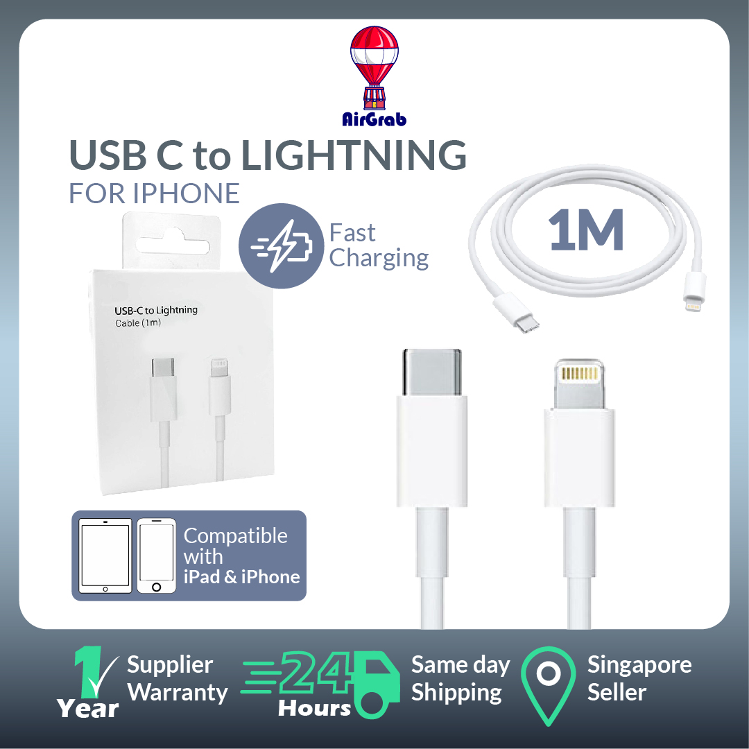 USB C to Lightning Cable 1Meter for iPhone iOS Fast Charge [Singapore Seller]