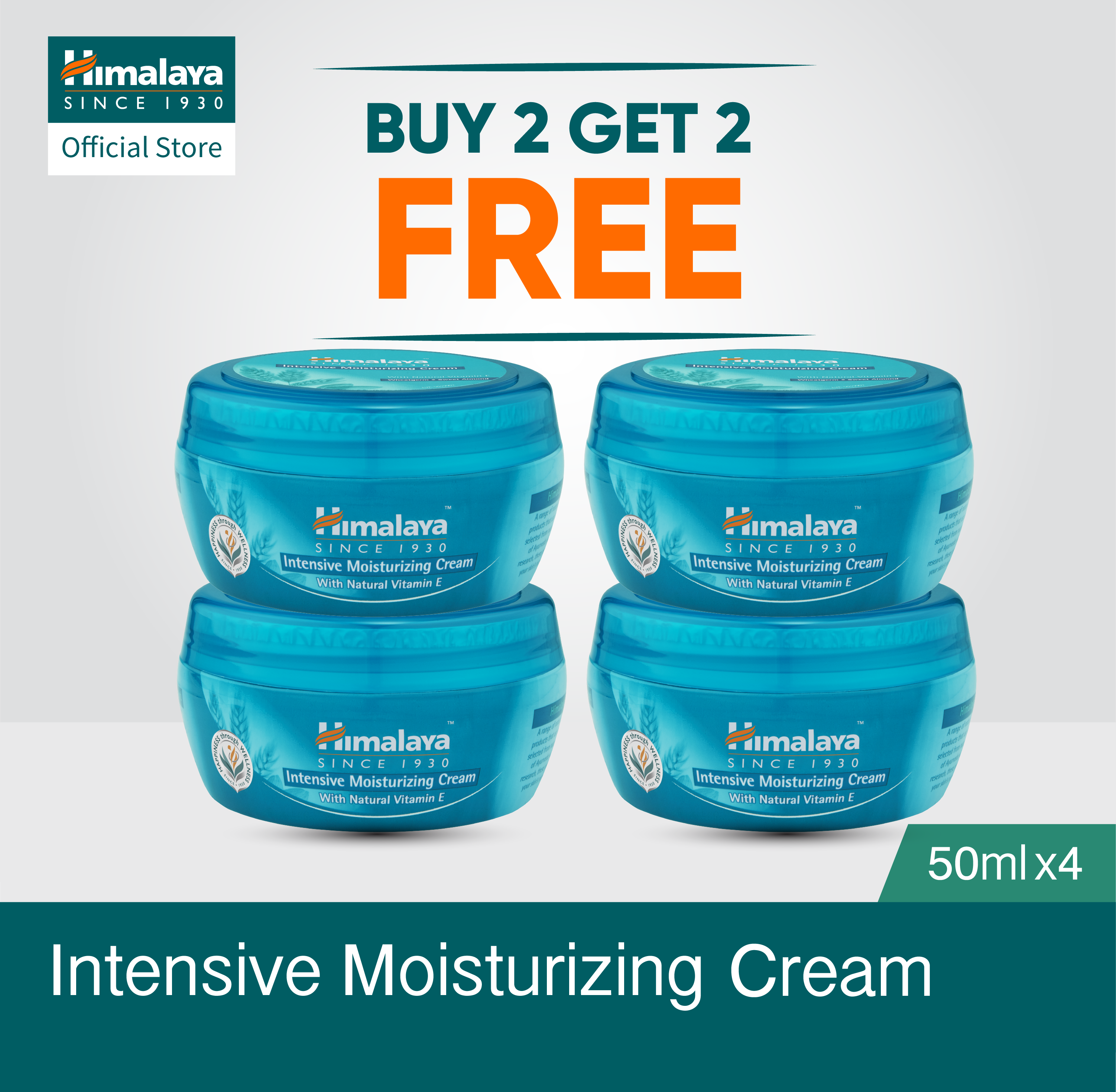 Himalaya Intensive Moisturizing Cream 50ml (Bundle of 4)