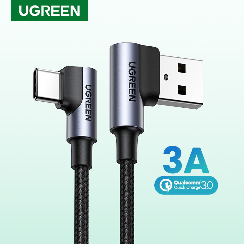 UGREEN USB C Cable 90 Degree Type C Cable 18W Fast Charging USB A to USB C Cable Right Angle Compatible with iPad Mini 6 Galaxy S22 Ultra S21 S20 Note 20 S21 Z Flip 3 Z Fold Pixel PS5 GoPro Hero 8 Swi