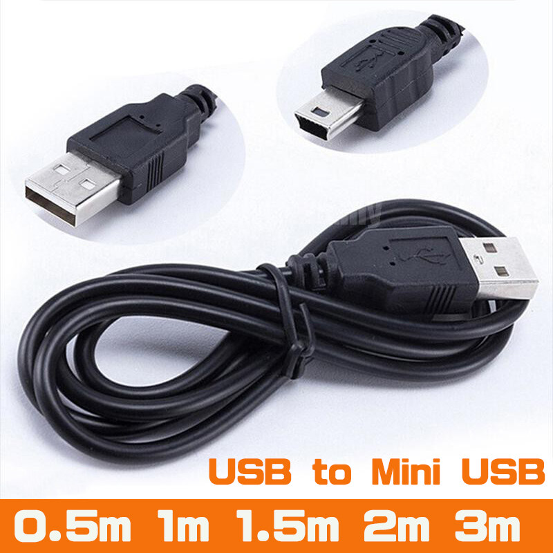 【Ready Stock】Usb To Mini USB Cable 0.5M/1M/1.5M/2M/3M Mini USB Charger Data Cable 480Mbps 5 Pin B For Camera Mp3 Mp4