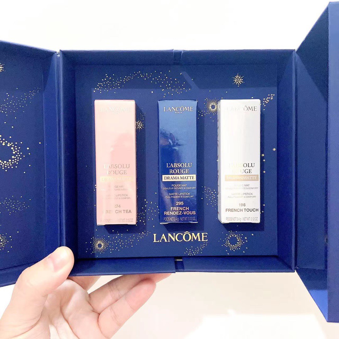Lancome 2022 Tanabata Limited Matte Lipstick Lipstick 196# 274# 295# Galaxy Limited Gift Box Three-piece Set: 259 Intoxicated Galaxy ➕ 274 Star Dream ➕ 196 Month Falling Heart Sea