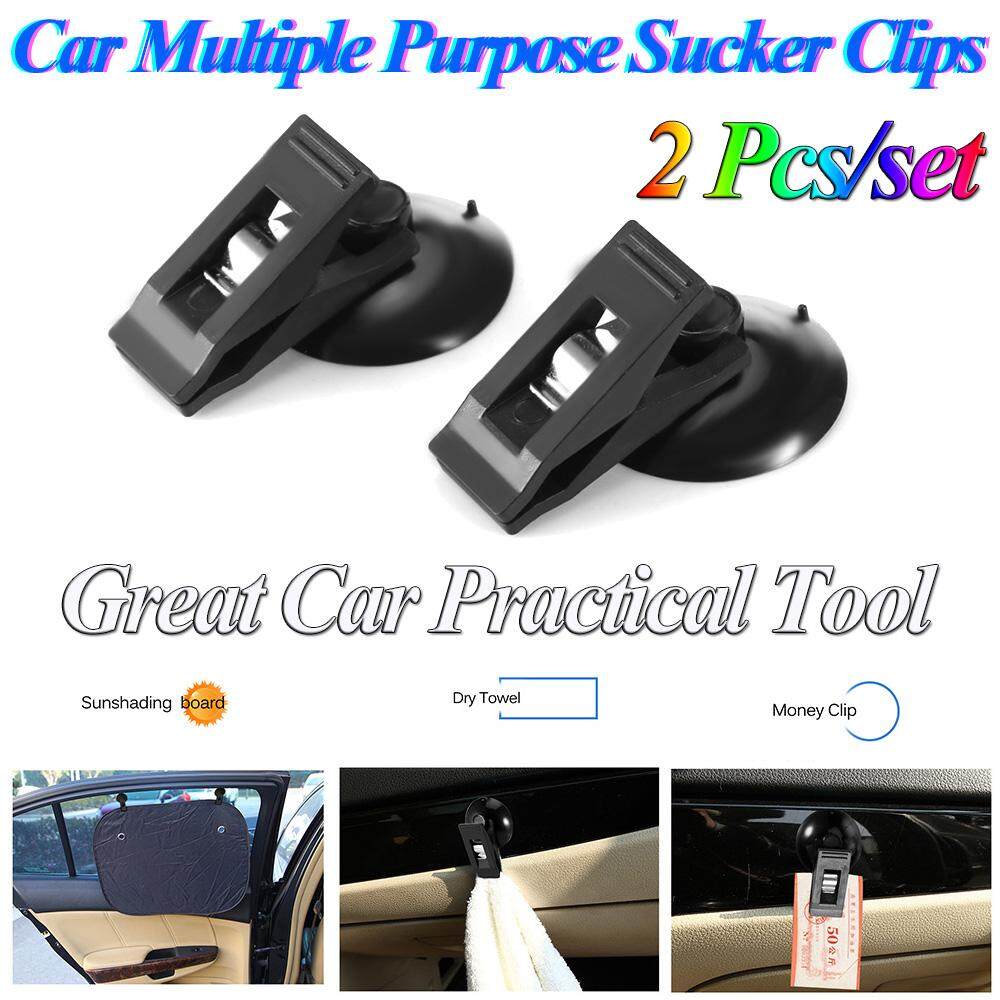 2 Pcs/set Car Multiple Purpose Window Mount Suction Sucker Clips Cup Hook Holders Card Clamp for Sun Shade Curtain Cloth Bills Ticket Car-styling Accessaries