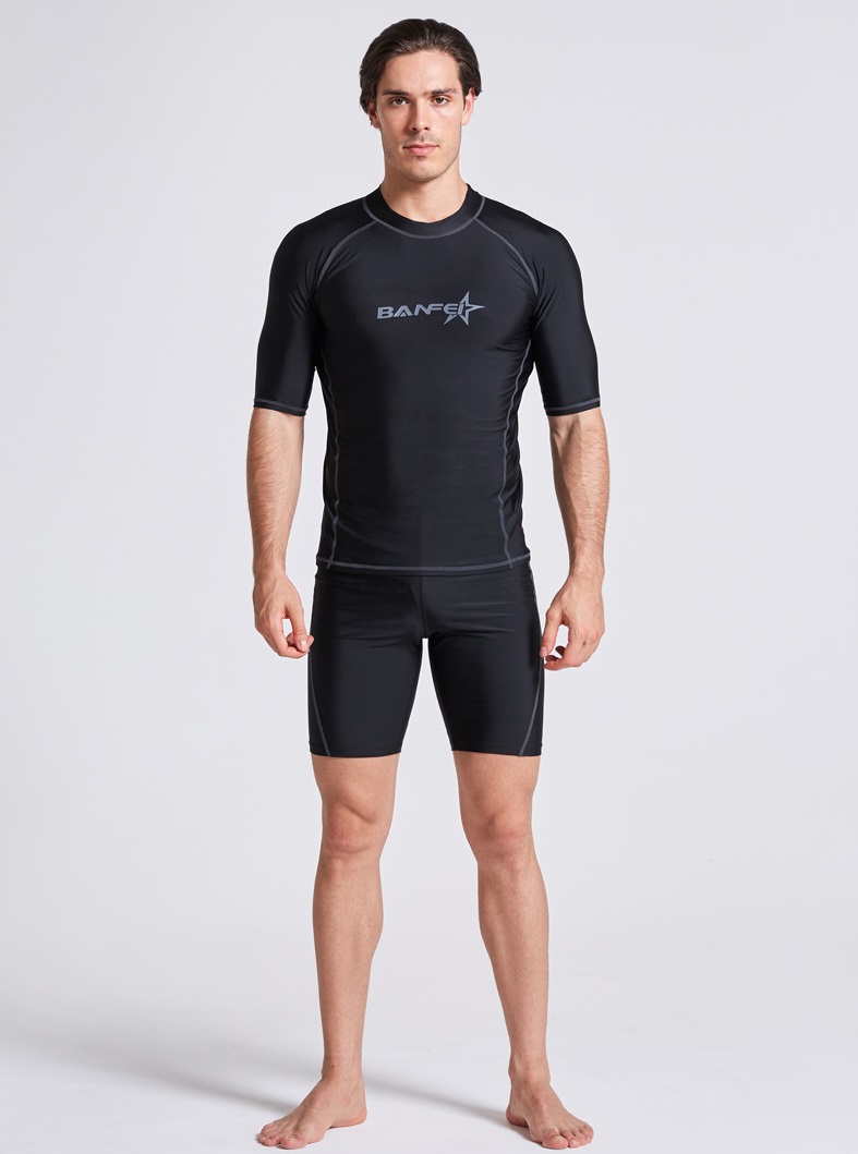 Men Quick Dry Swimwear Rashguard Short Sleeves Snorkeling Surf Diving Suits Man Swimming Shirts + Boxer Shorts 2pcs set Swimsuit