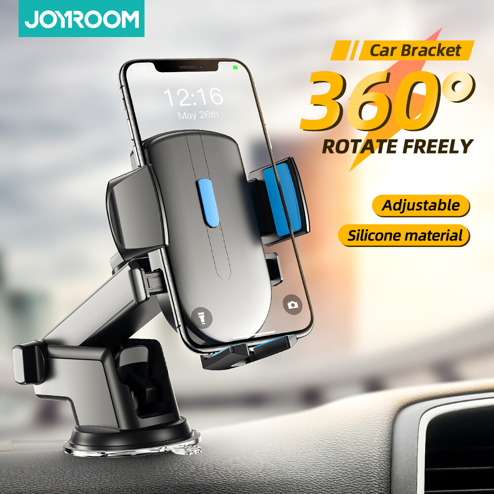 Joyroom Car Phone Mount Windshield Air Vent Smartphone Gravity Cradle Long Arm Clamp Strong Sucker Dashboard Phone Holder For iPhone /Samsung/Huawei/Xiaomi 4-6.7 inch