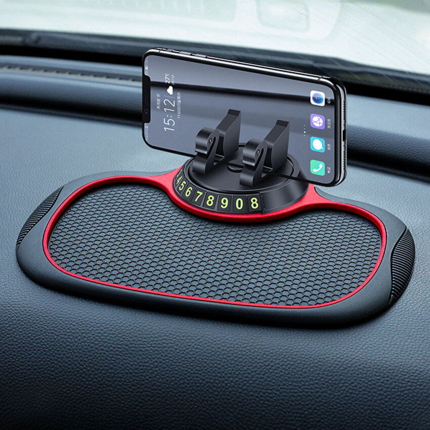 Instrument Panel Mobile Phone Bracket Anti-Slip Mat Universal 3-In-1 Car Parking Number Plate With Hidden Number Plate