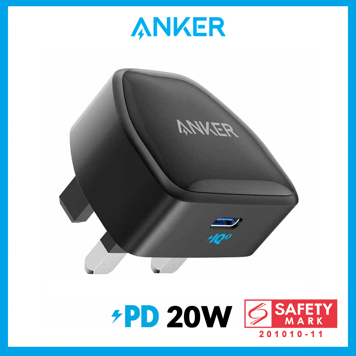 Anker PowerPort III Nano 20W PIQ 3.0 iPhone Charger Durable Compact Fast Charger USB-C Gan Charger for iPhone 14/14 Plus/14 Pro/14 Pro Max/13/12/11, Galaxy, iPad Pro, AirPods Pro, and More