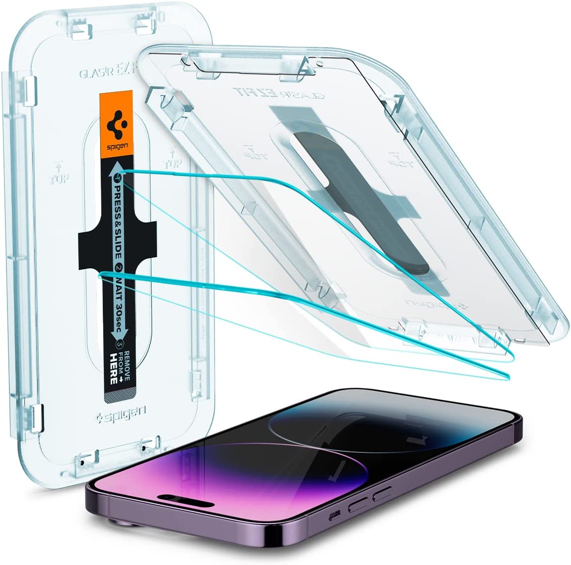 [2 Pack] Spigen iPhone 14 Pro Max Glas.tR EZ Fit Full Coverage Tempered Glass iPhone 14 Pro Max Screen Protector