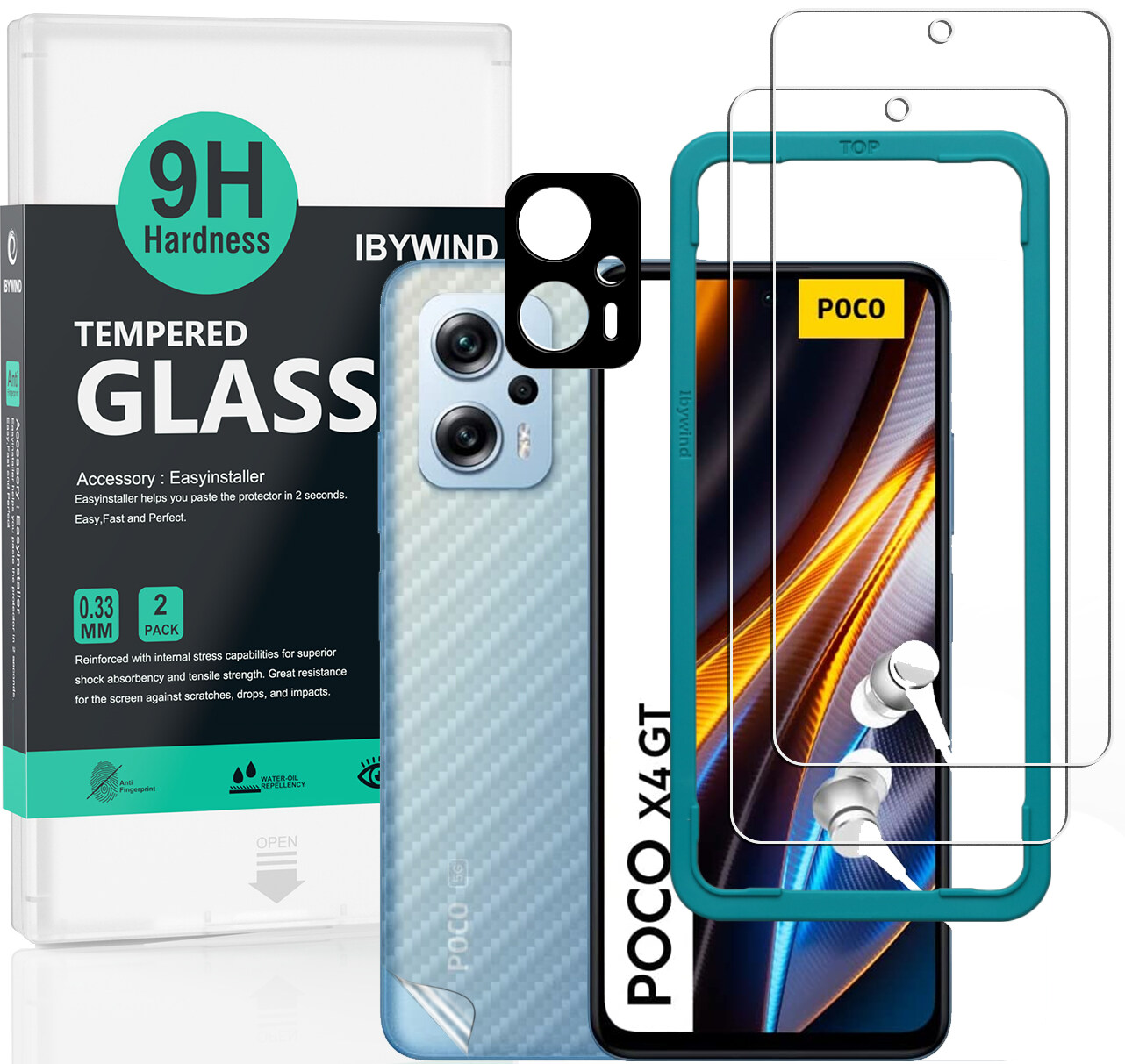 Ibywind POCO X4 GT 5G [2PCS Pack] Tempered Glass Screen Protector With Easy Install Kit