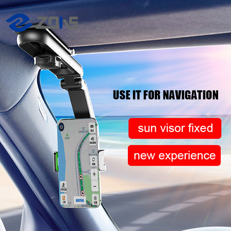 [SG Ready Stock] 1080° Rotatable Car Sun Visor Phone Holder Multifunctional Bracket for 4-7 Inch Mobile