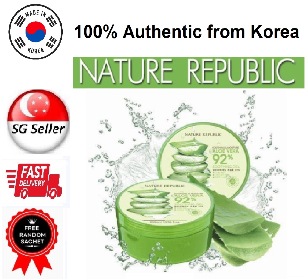 *NATURE REPUBLIC* 92% ALOE VERA SOOTHING GEL (300ML) SG LOCAL SELLER *FAST DELIVERY* LATEST FRESH STOCK EXPIRY 2024 *MOISTURIZING & HYDRATING* TREATS ACNE REDNESS SUNBURN & SUN DAMAGE (MULTI PURPOSE) 