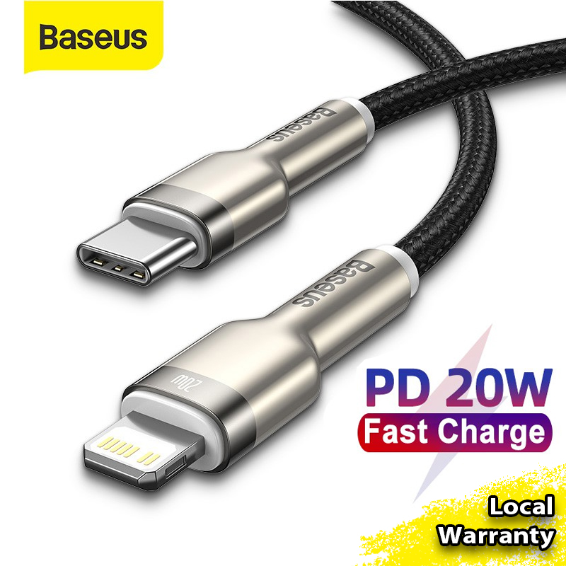 Baseus PD 20W Cafule Series Metal Data Cable Type-C to iP PD 20W fast charging for iPhone 14 13 12 11 Pro Max Plus Mini