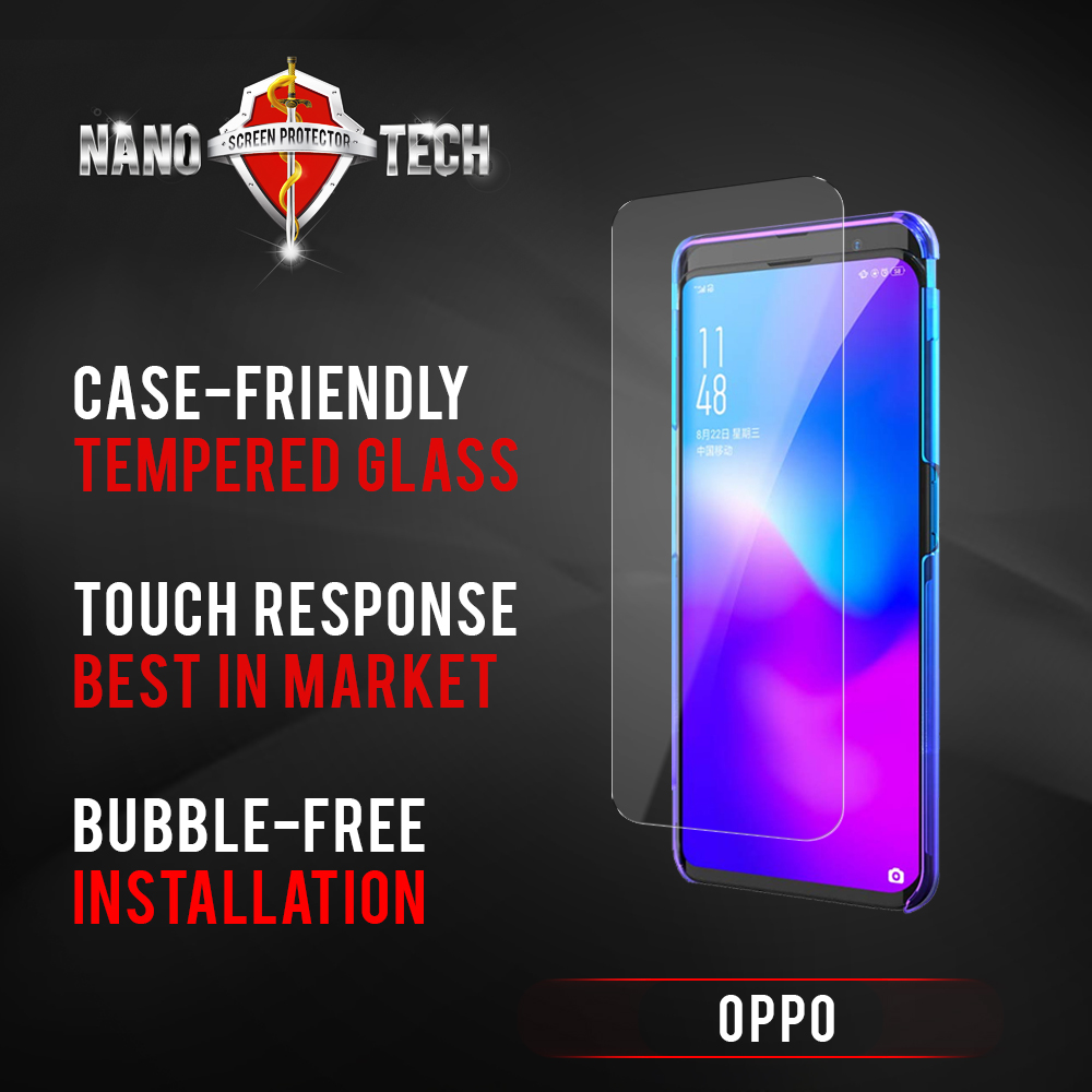 Nanotech OPPO Classic Fit Tempered Glass OPPO A31/ Reno 5G/ 10x/ 2/ Z/ R17 Pro/ R11 Plus/ R9/ R7/ A7 Screen Protector