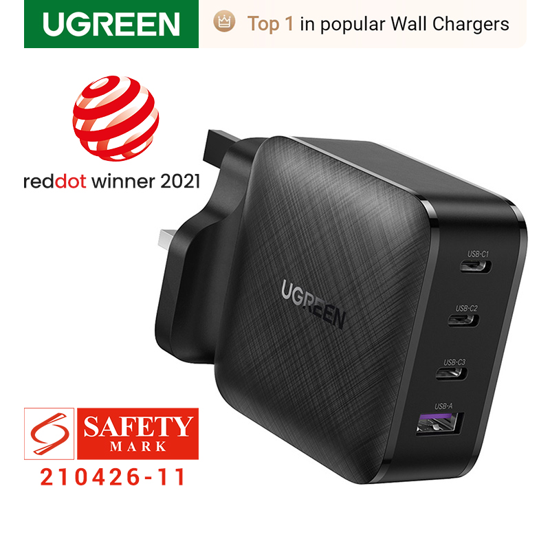 UGREEN 65W GaN PD Fast Charger Quick Charge 3C1A 3 Type C 1 USB A Charger with QC Portable for Ipad Pro 2021 MacBook M1 iPhone 14 13 Pro Max iPhone 14 Plus XR Macbook Air 4 2020 Pro Sumsang S22 Ultra 