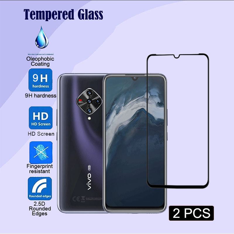2Pieces 9H Tempered Glass Screen Protector for vivo X50e Full Cover Protection