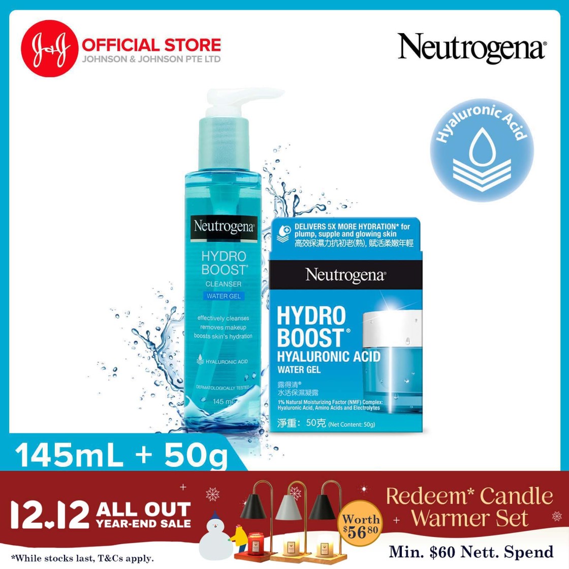 [Bundle of 2] Neutrogena Hydro Boost Water Gel x1 + Water Gel Cleanser 145ml x1 (