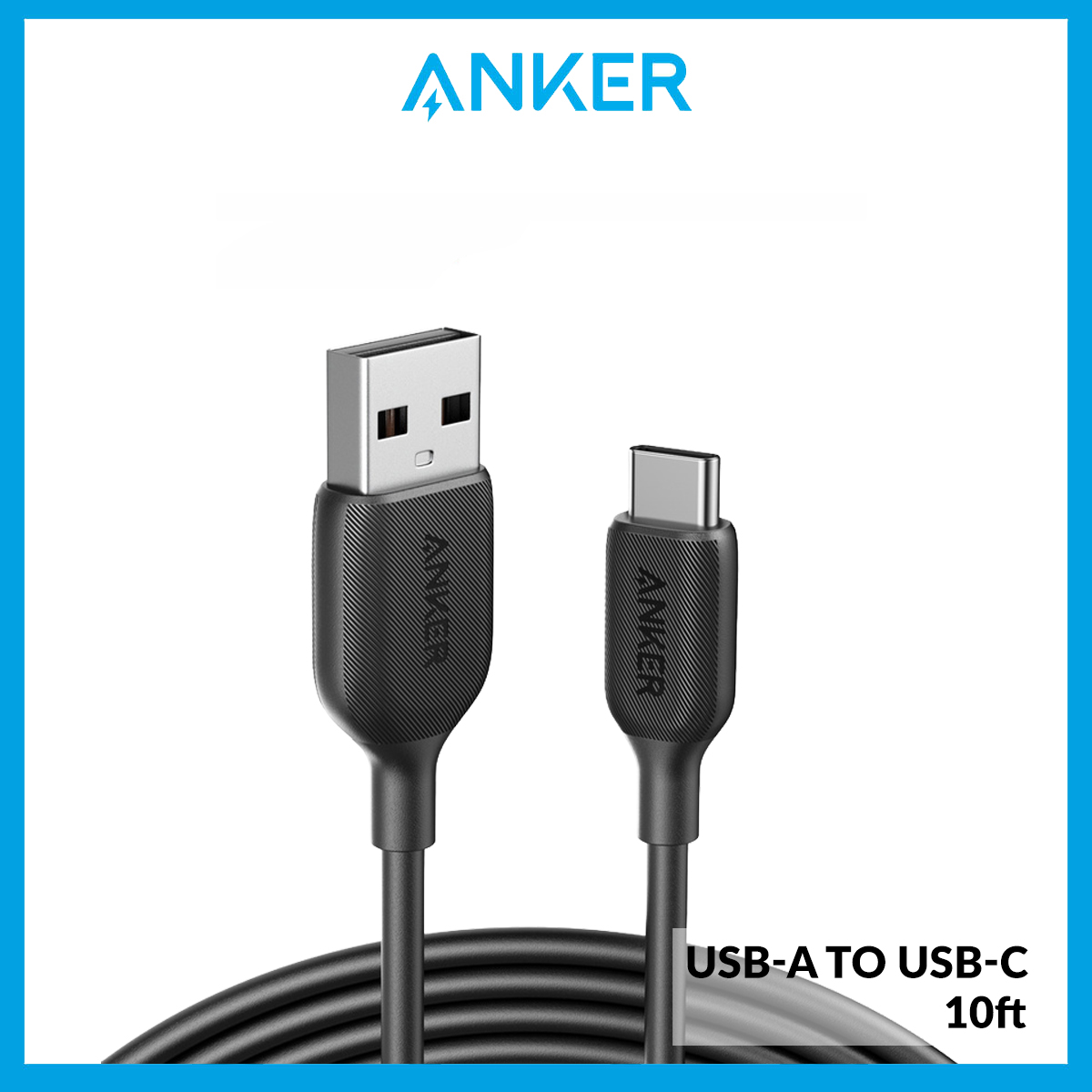 Anker PowerLine III USB-A to USB-C Cable (10 ft) Fast Charging Cord, Compatible with Samsung Galaxy S10 S9 Plus S8 Plus, LG V20 G7 G6 G5, Sony XZ, and More