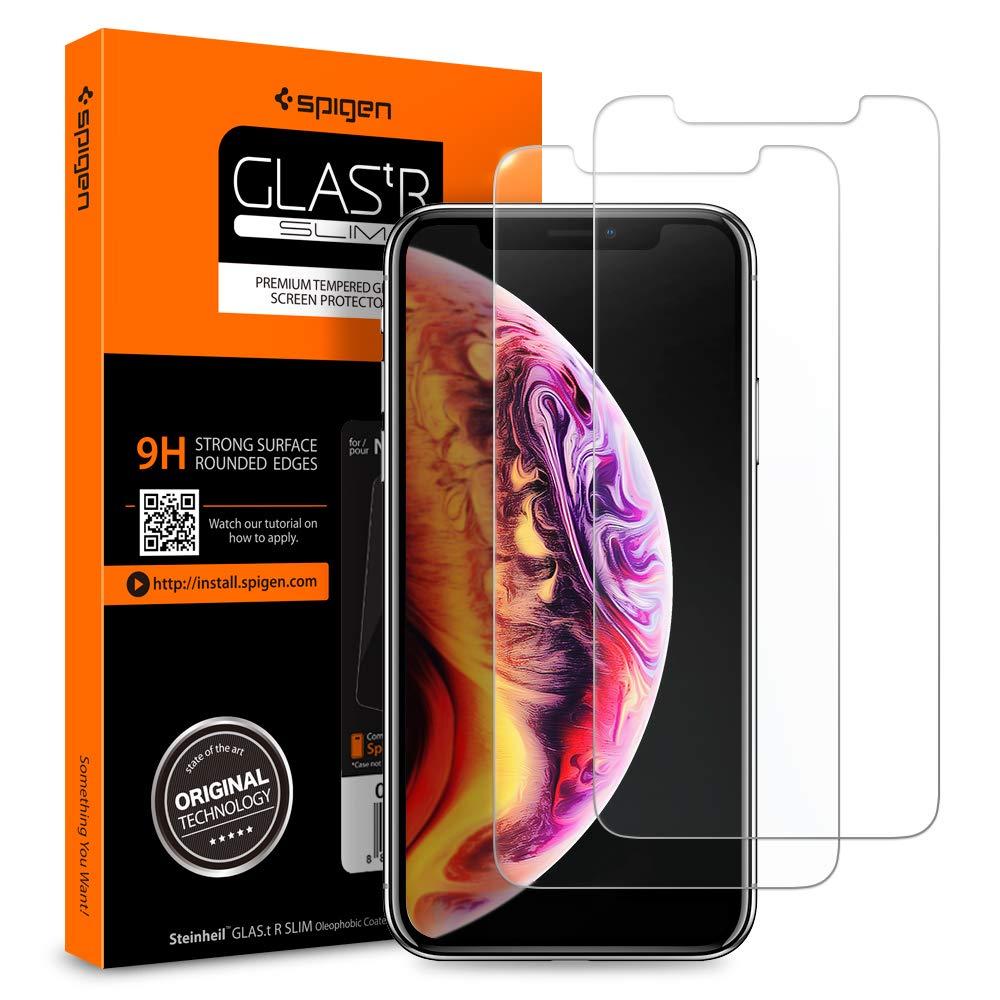 [2 Pack] Spigen iPhone 11 Pro / iPhone XS Screen Protector Glas.tR SLIM HD 9H defense Precise Fit Scratch Defense Drop Protection Premium Quality