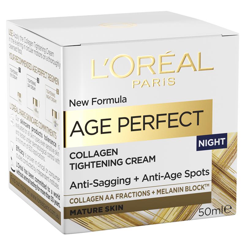 L'Oreal Paris Age Perfect Night 50ml - NEW FORMULA, fight sagging and reduce age spots. replenishes the skin overnight and restores the hydration layer of the skin.