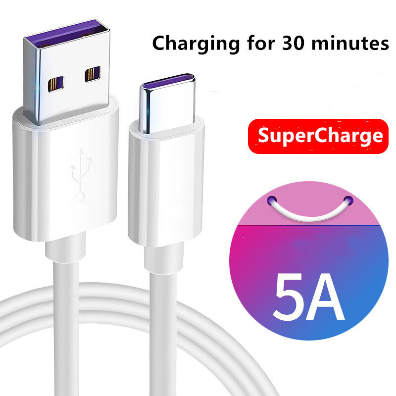 5A USB Fast Charge Wire Type C Cable 1m 2m 3m Fast Charge Wire Cord USBC Cable For Xiaomi Redmi Note 8 Pro Samsung Huawei Mobile Phone USB-C Charger