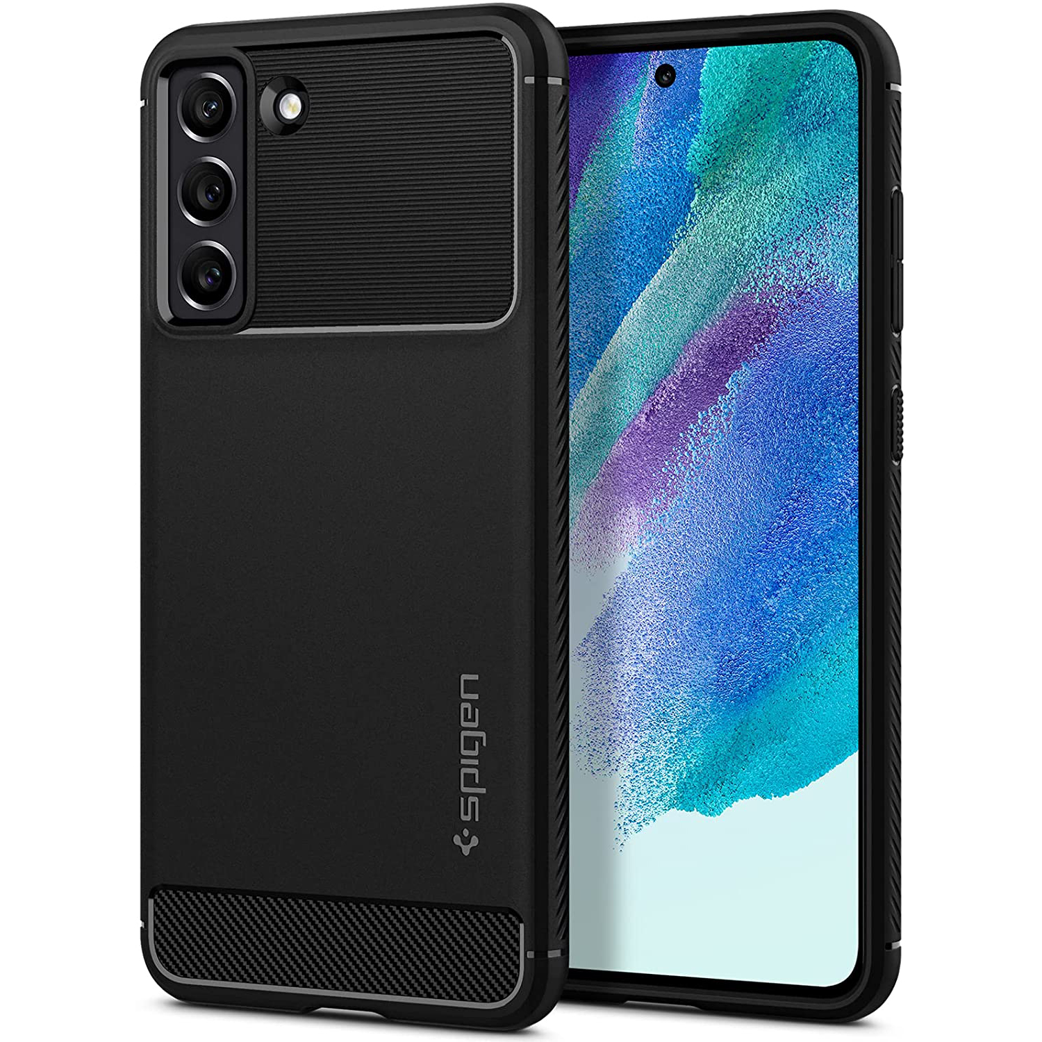 Spigen Galaxy S21 FE Case Rugged Armor Samsung S21 FE Casing Cover Mil-Grade Protection Car-inspired Design