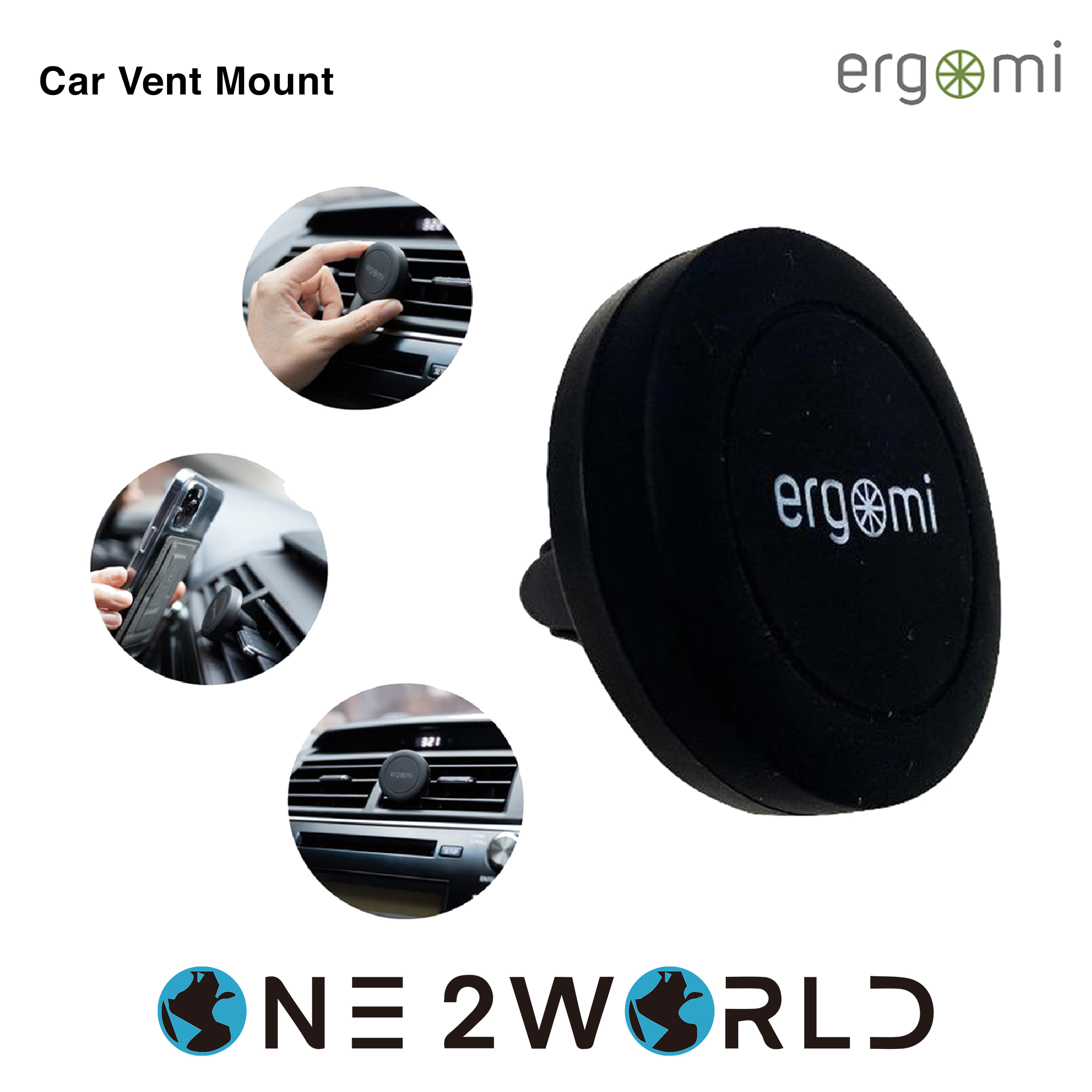 Ergomi Hercules Car Vent Mount, Black