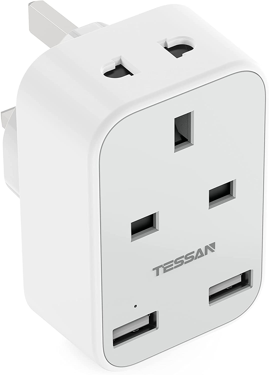 TESSAN Singapore 2 Pin to 3 Pin UK Shaver Plug Adaptor with 2 USB for Bathroom, Electric Toothbrush, Razor, Epilators, 1/2/3 Way UK 2 Pin Toothbrush Adaptor UK Plug Socket , USB Charger Wall Socket Mu