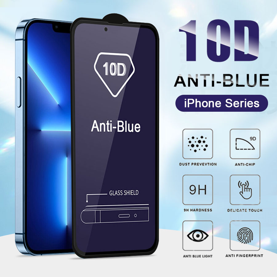 Full Coverage Anti UV Blue Light Tempered Glass For iPhone 14 13 12 11 Pro XS Max X XR 8 7 6 6s Plus SE 2020 Screen Protector