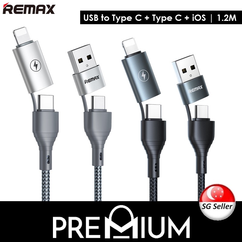 REMAX 1.2M RC-011 Share Series 2.4A USB to Type C + Type C +  4-in-1 Charging Cable