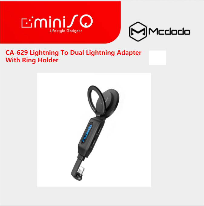CA-629 Lightning To Dual Lightning Adapter With Ring Holder