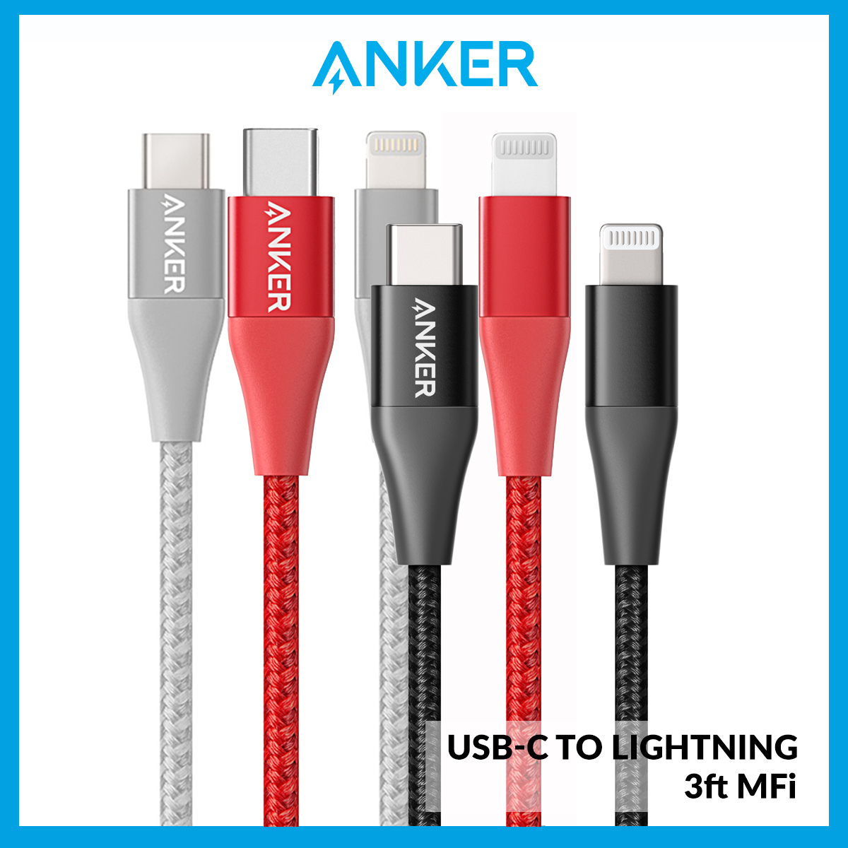 Anker Powerline+ II 3ft USB-C Cable With Lightning Connector, MFI Certified For iPhone 13/12/12/11 Pro/X/XS/XR/ 8/8 Plus / 7/7 Plus and More