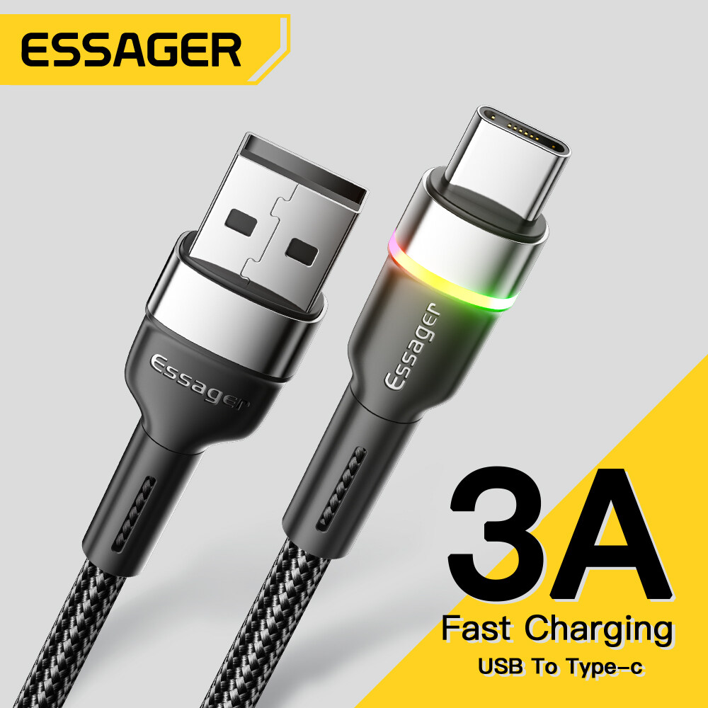 Essager 3A Type C To USB Cable For Huawei Xiaomi Samsung Fast Charging QC 3.0 Phone Charger Type C Cable Charger Data Line