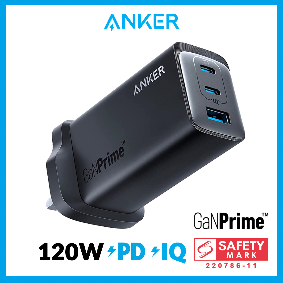 Anker Powerport 737 Charger GaNPrime 120W USB C Plug, PPS 3-Port Fast Wall Charger for MacBook Pro/Air, iPad Pro, Galaxy S22/S21, Dell XPS 13, Note 20/10+, iPhone 13/Pro, and More