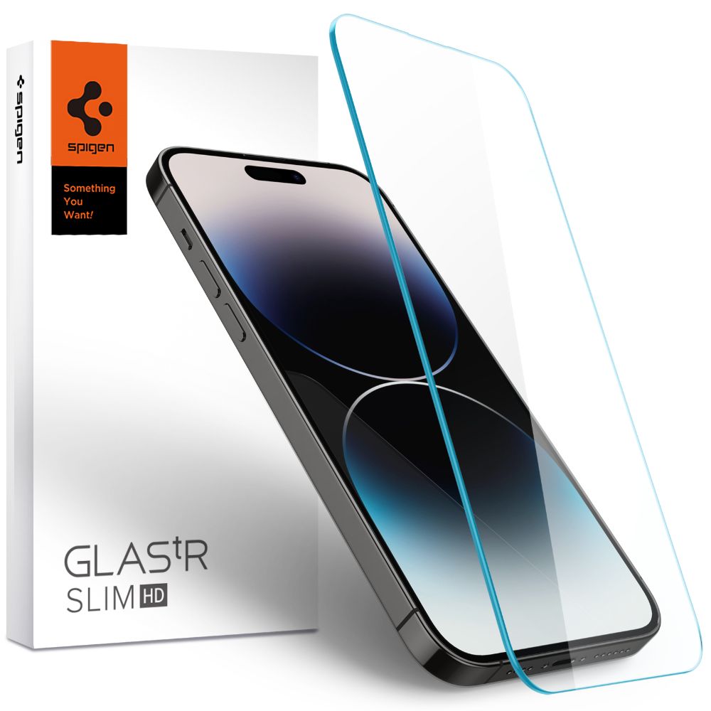 Spigen iPhone 14 Pro Screen Protector Full Coverage Glas.tR SLIM HD iPhone 14 Pro Tempered Glass 9H Hardness