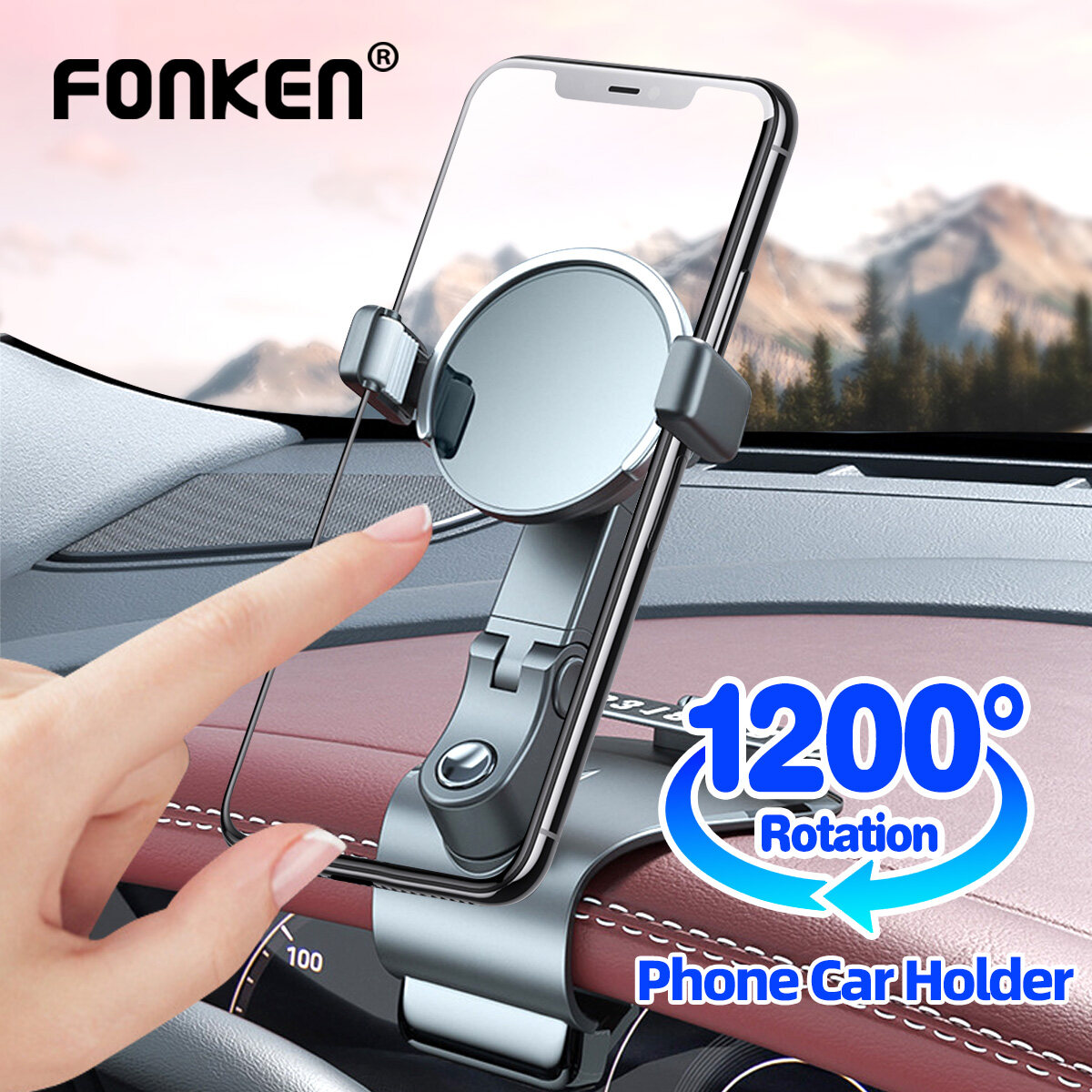FONKEN 1200 Degree Rotating Car Phone Holder Dashboard GPS Navigation Car Holder 360 Degree Rotating Mobile Phone Car Holder